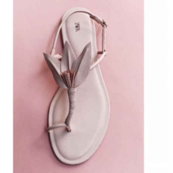 Zara Flat thong sandals with flower embellishment pink - Picture 3 of 15